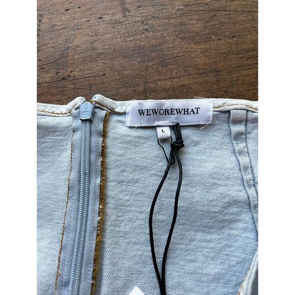 We Wore What Skirt Size Large Womens Light Blue Cut Out Denim Mini NWT - Picture 5 of 10